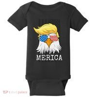 Merica Bald Eagle Trump American Flag Funny Gift Baby Bodysuit thumb 0