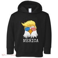 Merica Bald Eagle Trump American Flag Funny Gift Toddler Hoodie thumb 0