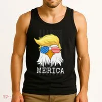 Merica Bald Eagle Trump American Flag Funny Gift Tank Top thumb 3