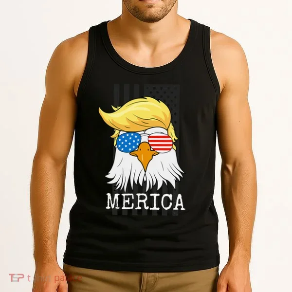 Merica Bald Eagle Trump American Flag Funny Gift Tank Top
