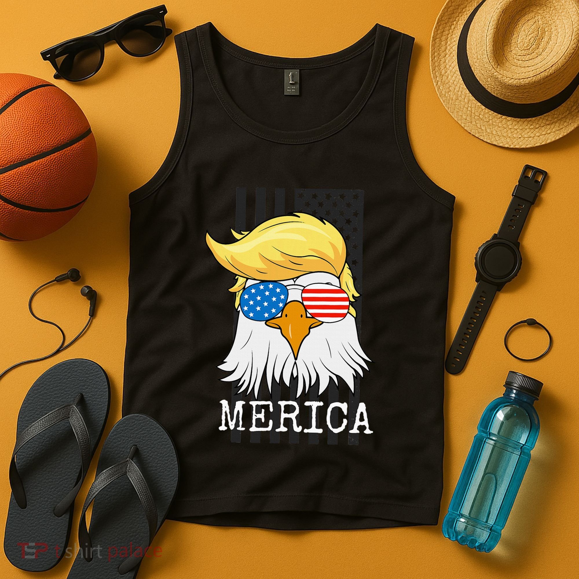 Merica Bald Eagle Trump American Flag Funny Gift Tank Top