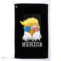 Merica Bald Eagle Trump American Flag Funny Gift Golf Towel thumb 0