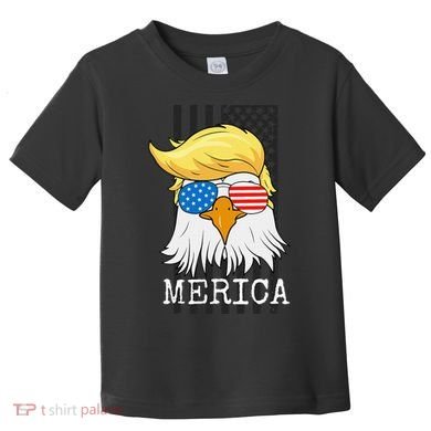 Merica Bald Eagle Trump American Flag Funny Gift Toddler T-Shirt