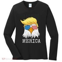 Merica Bald Eagle Trump American Flag Funny Gift Women's Long Sleeve Shirt thumb 0