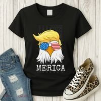 Merica Bald Eagle Trump American Flag Funny Gift Women's T-Shirt thumb 3