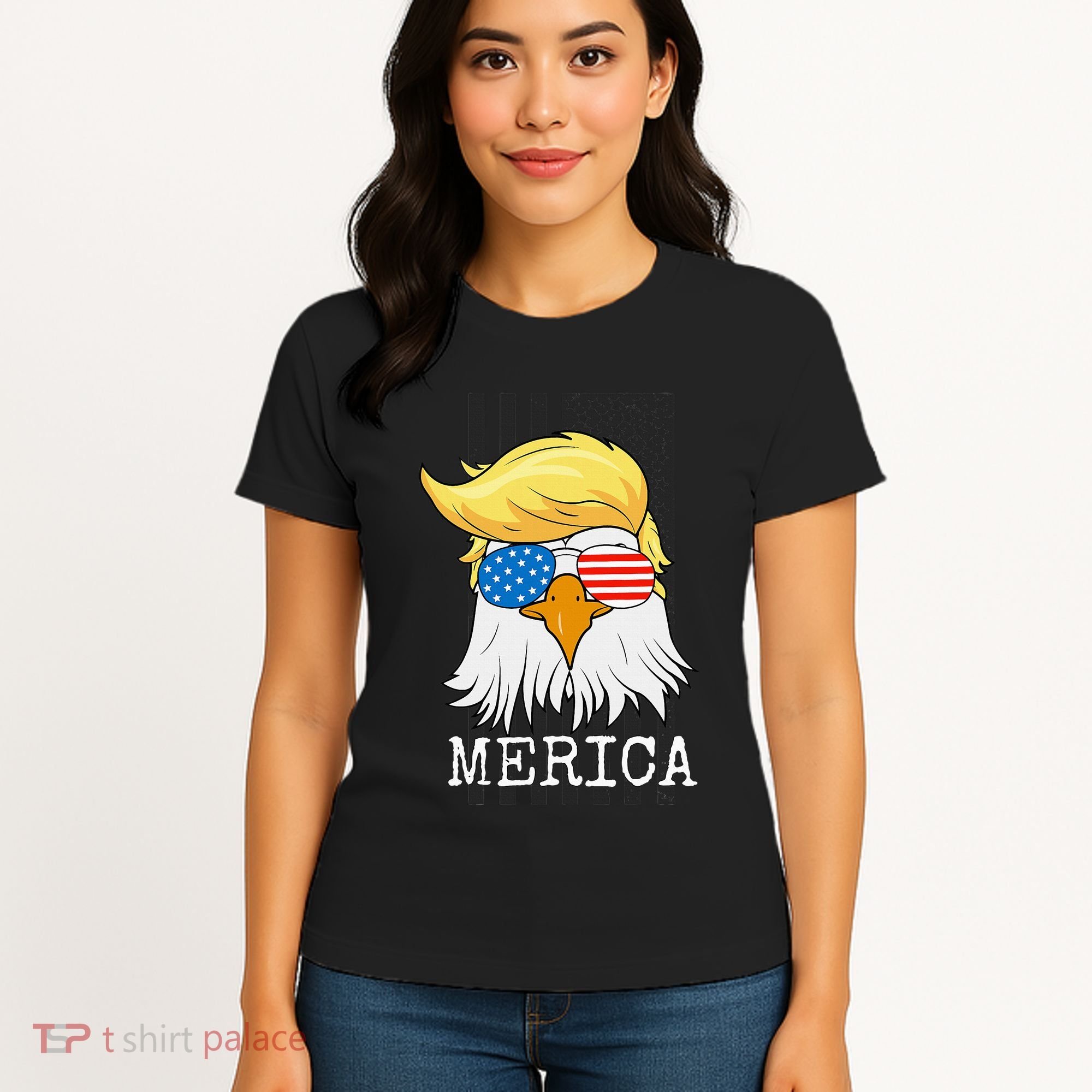 Merica Bald Eagle Trump American Flag Funny Gift Women's T-Shirt