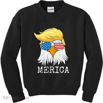 Merica Bald Eagle Trump American Flag Funny Gift Kids Sweatshirt