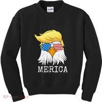 Merica Bald Eagle Trump American Flag Funny Gift Kids Sweatshirt thumb 0