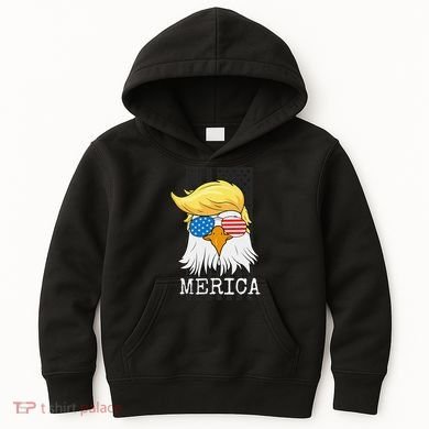 Merica Bald Eagle Trump American Flag Funny Gift Kids Hoodie