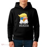 Merica Bald Eagle Trump American Flag Funny Gift Kids Hoodie thumb 4