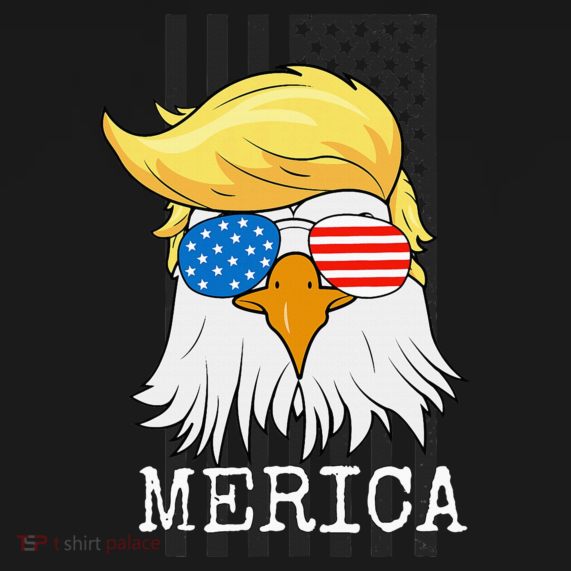 Merica Bald Eagle Trump American Flag Funny Gift Kids Long Sleeve Shirt