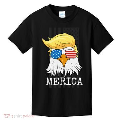 Merica Bald Eagle Trump American Flag Funny Gift Kids T-Shirt