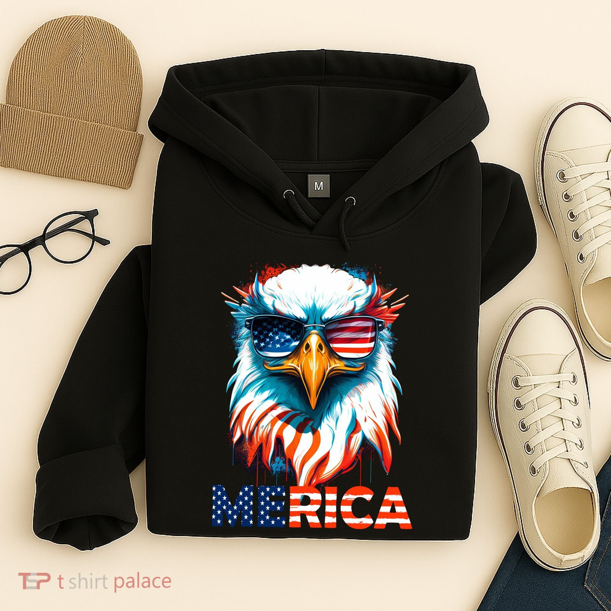 Merica Bald Eagle USA Eagle 4th Of July Patriotic Funny Hoodie