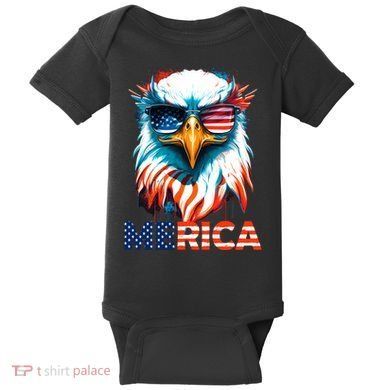 Merica Bald Eagle USA Eagle 4th Of July Patriotic Funny Baby Bodysuit