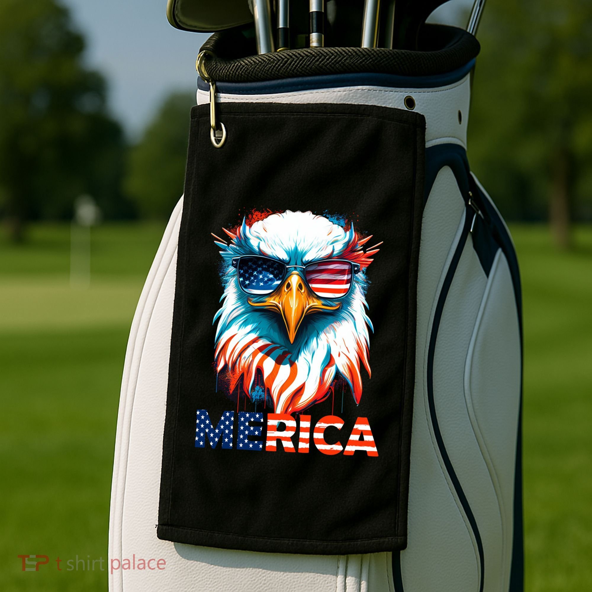 Merica Bald Eagle USA Eagle 4th Of July Patriotic Funny Golf Towel