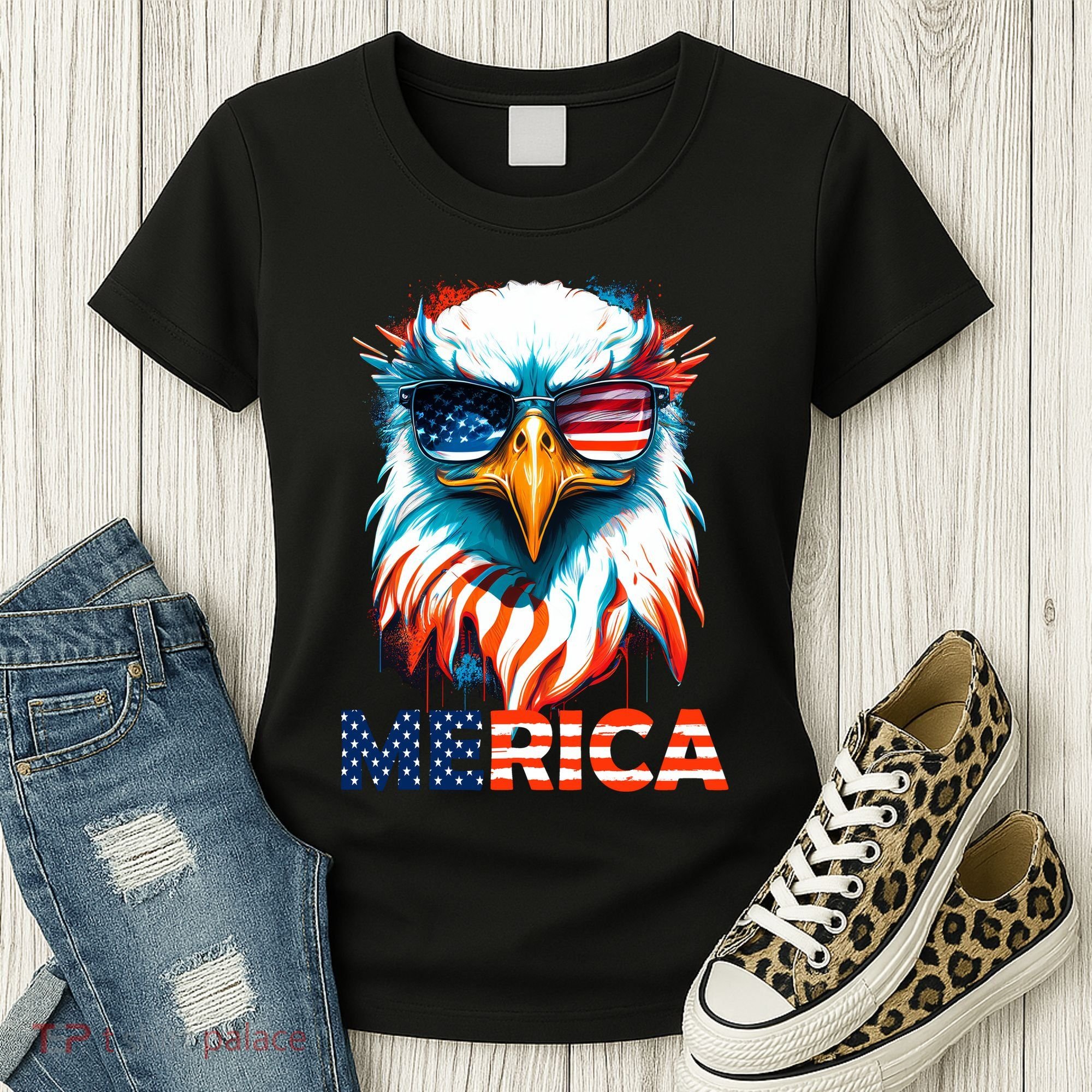 Merica Bald Eagle USA Eagle 4th Of July Patriotic Funny Women's T-Shirt