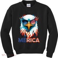 Merica Bald Eagle USA Eagle 4th Of July Patriotic Funny Kids Sweatshirt thumb 0
