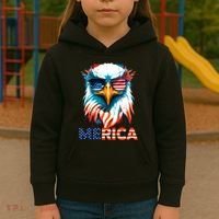 Merica Bald Eagle USA Eagle 4th Of July Patriotic Funny Kids Hoodie thumb 3