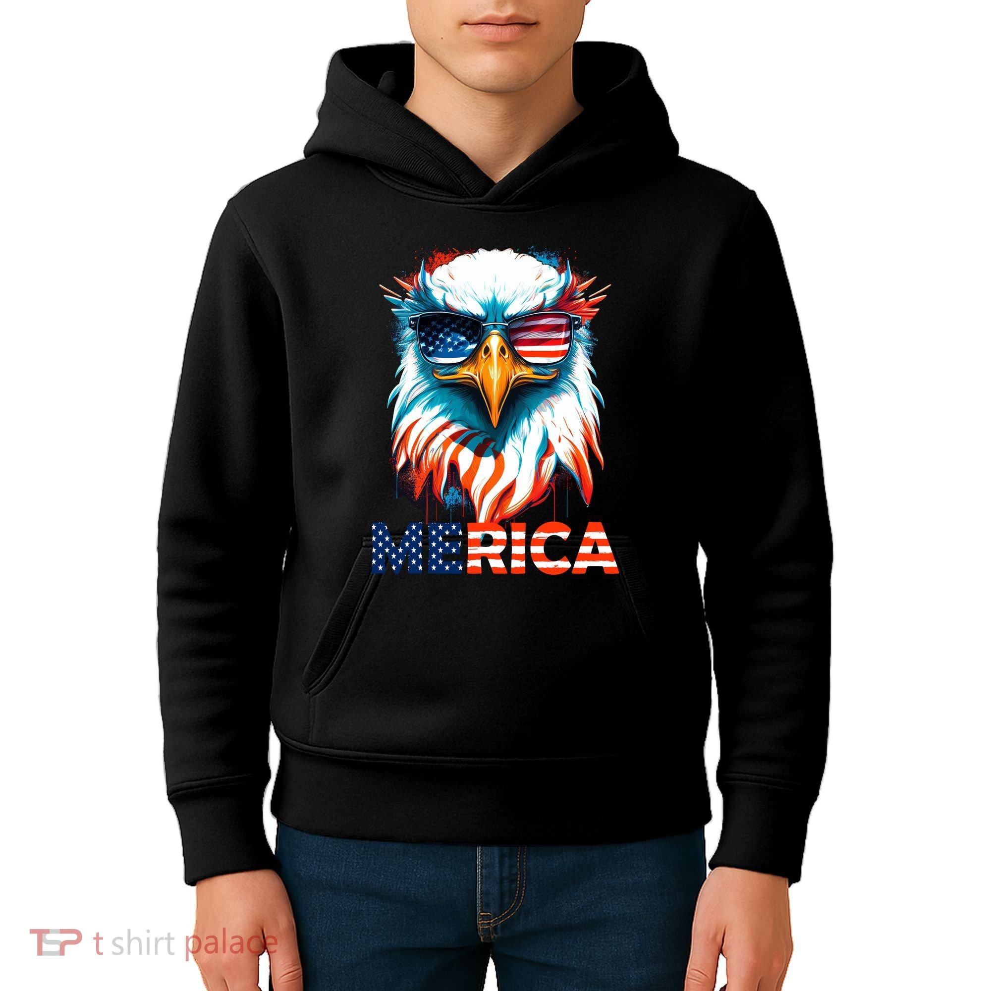 Merica Bald Eagle USA Eagle 4th Of July Patriotic Funny Kids Hoodie