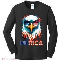Merica Bald Eagle USA Eagle 4th Of July Patriotic Funny Kids Long Sleeve Shirt thumb 0