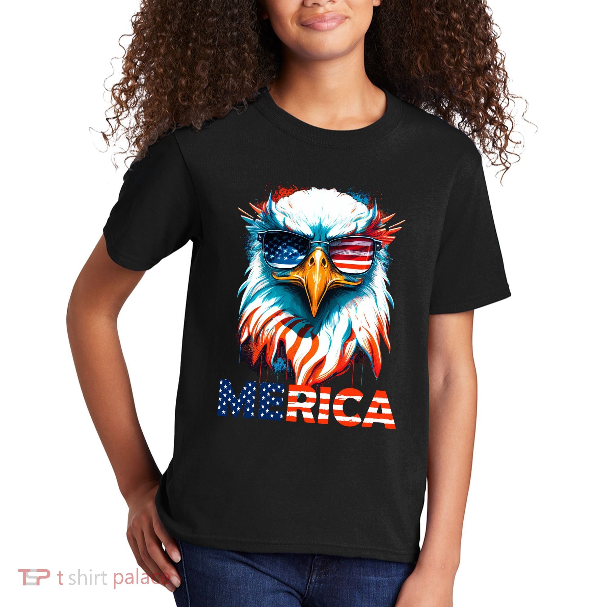 Merica Bald Eagle USA Eagle 4th Of July Patriotic Funny Kids T-Shirt