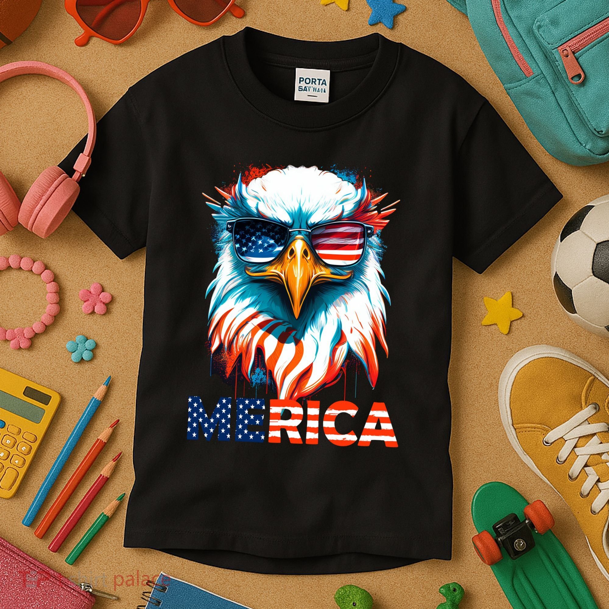 Merica Bald Eagle USA Eagle 4th Of July Patriotic Funny Kids T-Shirt