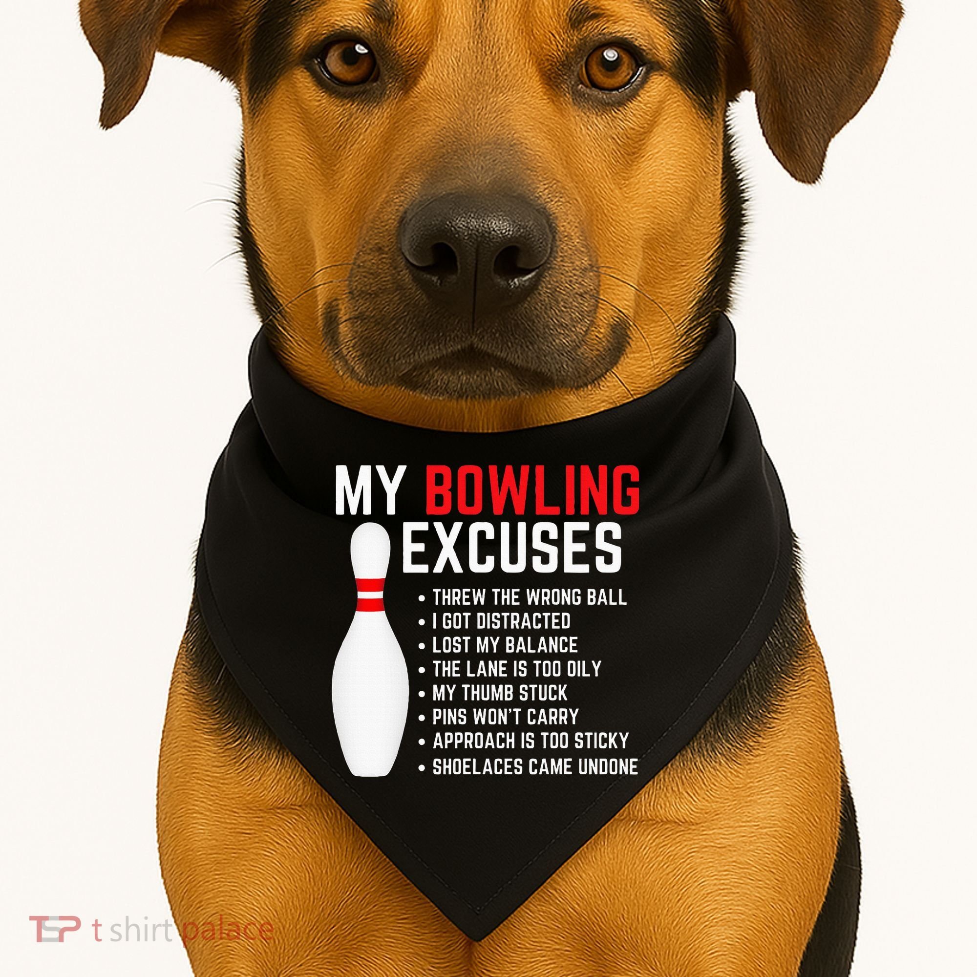 My Bowling Excuses Bowler Funny Bowling USA-Made Doggie Bandana