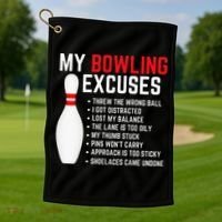 My Bowling Excuses Bowler Funny Bowling Golf Towel thumb 1
