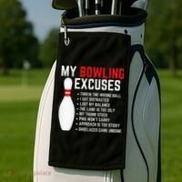 My Bowling Excuses Bowler Funny Bowling Golf Towel thumb 2