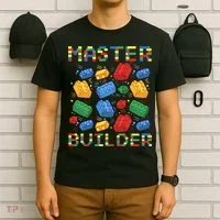 Master Builder Funny Building Blocks For Boys T-Shirt thumb 6