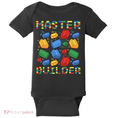 Master Builder Funny Building Blocks For Boys Baby Bodysuit