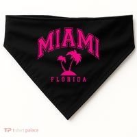 Miami Beach Florida Palms Palm Trees Preppy Varsity Pink USA-Made Doggie Bandana thumb 0