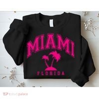 Miami Beach Florida Palms Palm Trees Preppy Varsity Pink Sweatshirt thumb 2