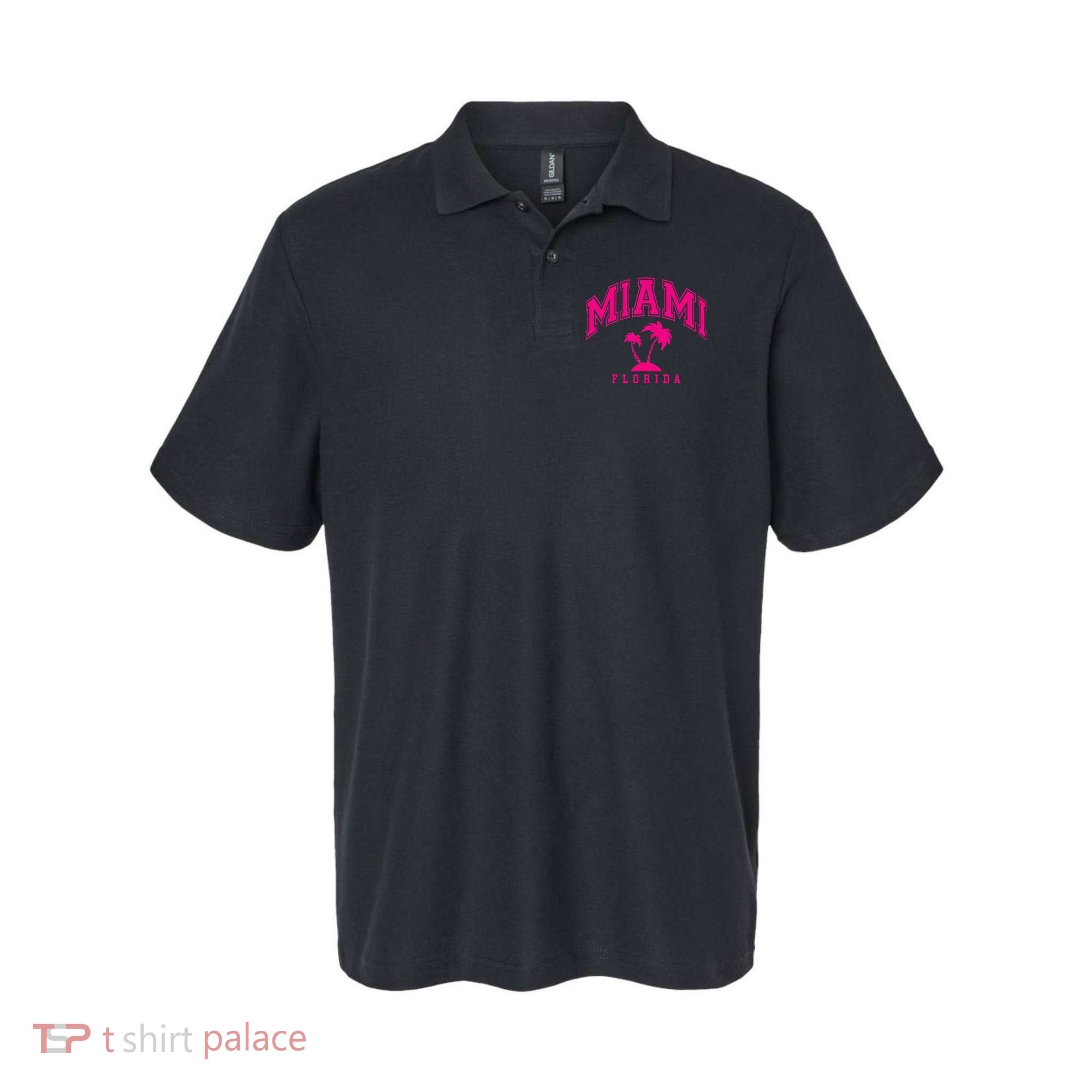 Miami Beach Florida Palms Palm Trees Preppy Varsity Pink Polo