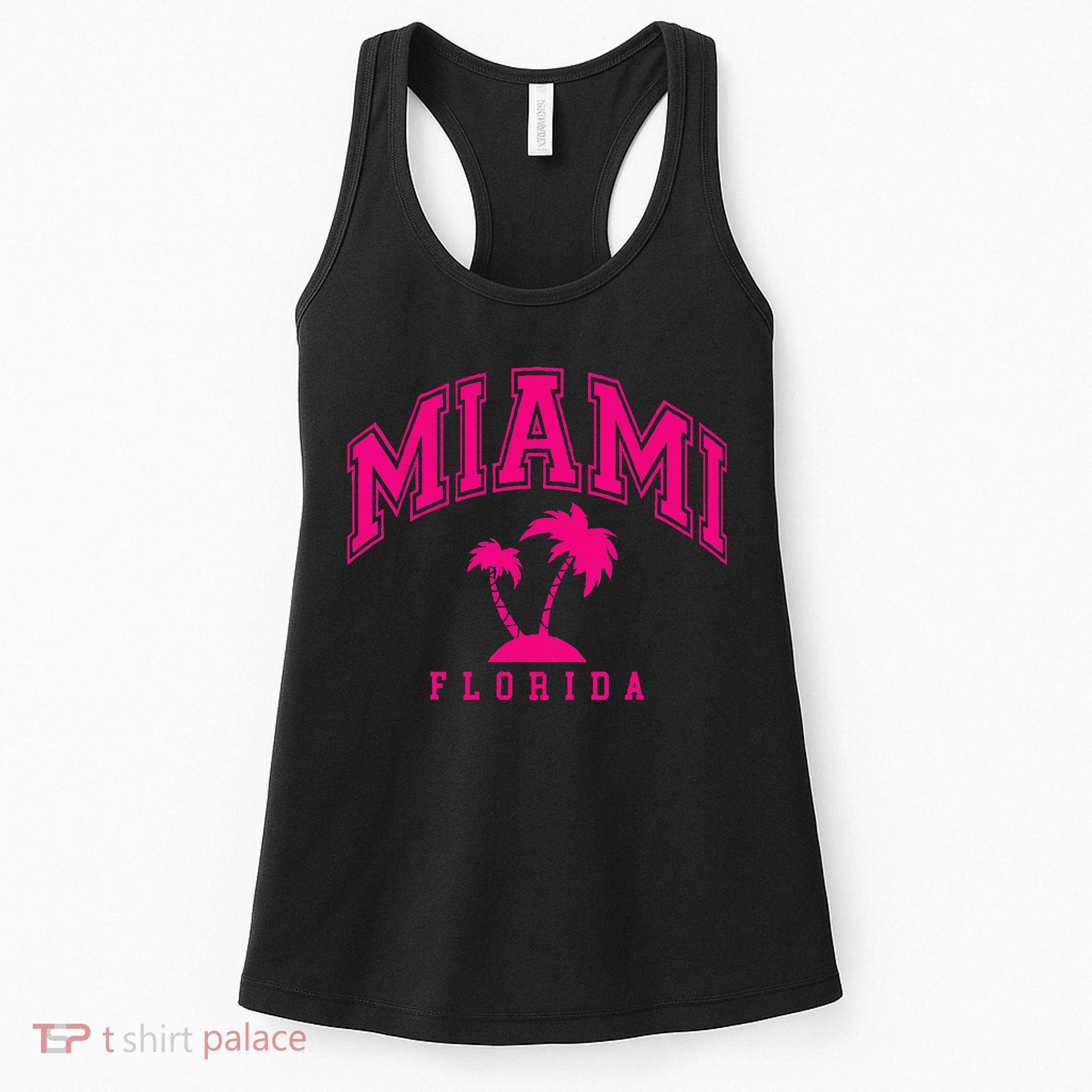 Miami Beach Florida Palms Palm Trees Preppy Varsity Pink Women's Tank Top