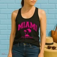 Miami Beach Florida Palms Palm Trees Preppy Varsity Pink Women's Tank Top thumb 2