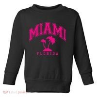 Miami Beach Florida Palms Palm Trees Preppy Varsity Pink Toddler Sweatshirt thumb 0