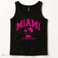 Miami Beach Florida Palms Palm Trees Preppy Varsity Pink Tank Top thumb 2
