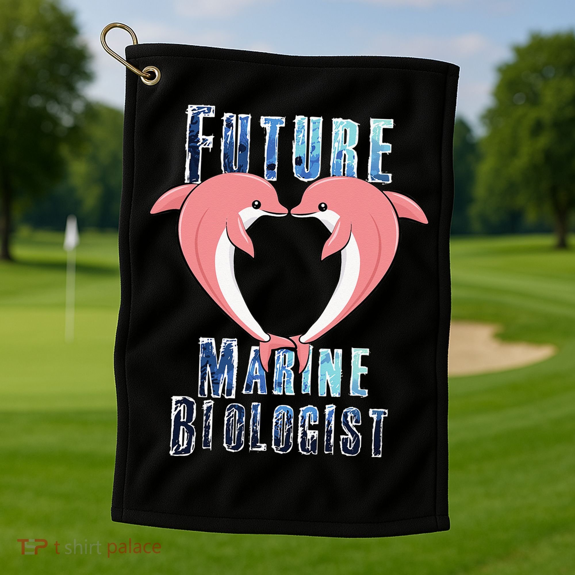 Marine Biology Future Biologist Science Dolphin Heart Golf Towel