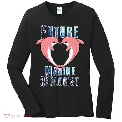 Marine Biology Future Biologist Science Dolphin Heart Women's Long Sleeve Shirt