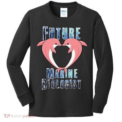 Marine Biology Future Biologist Science Dolphin Heart Kids Long Sleeve Shirt