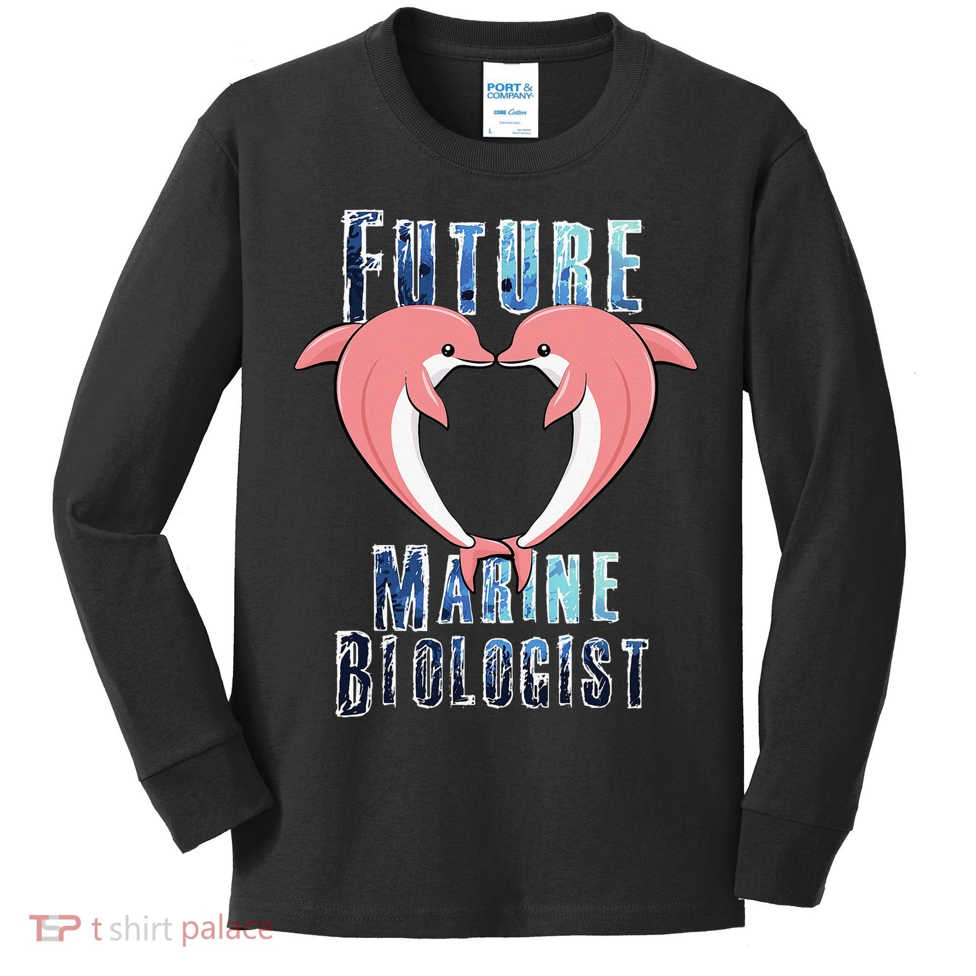 Marine Biology Future Biologist Science Dolphin Heart Kids Long Sleeve Shirt