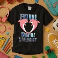 Marine Biology Future Biologist Science Dolphin Heart Kids T-Shirt thumb 3