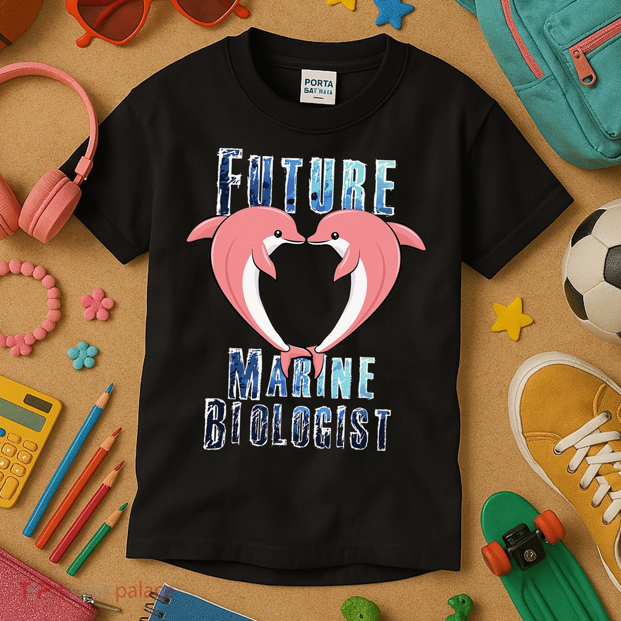 Marine Biology Future Biologist Science Dolphin Heart Kids T-Shirt