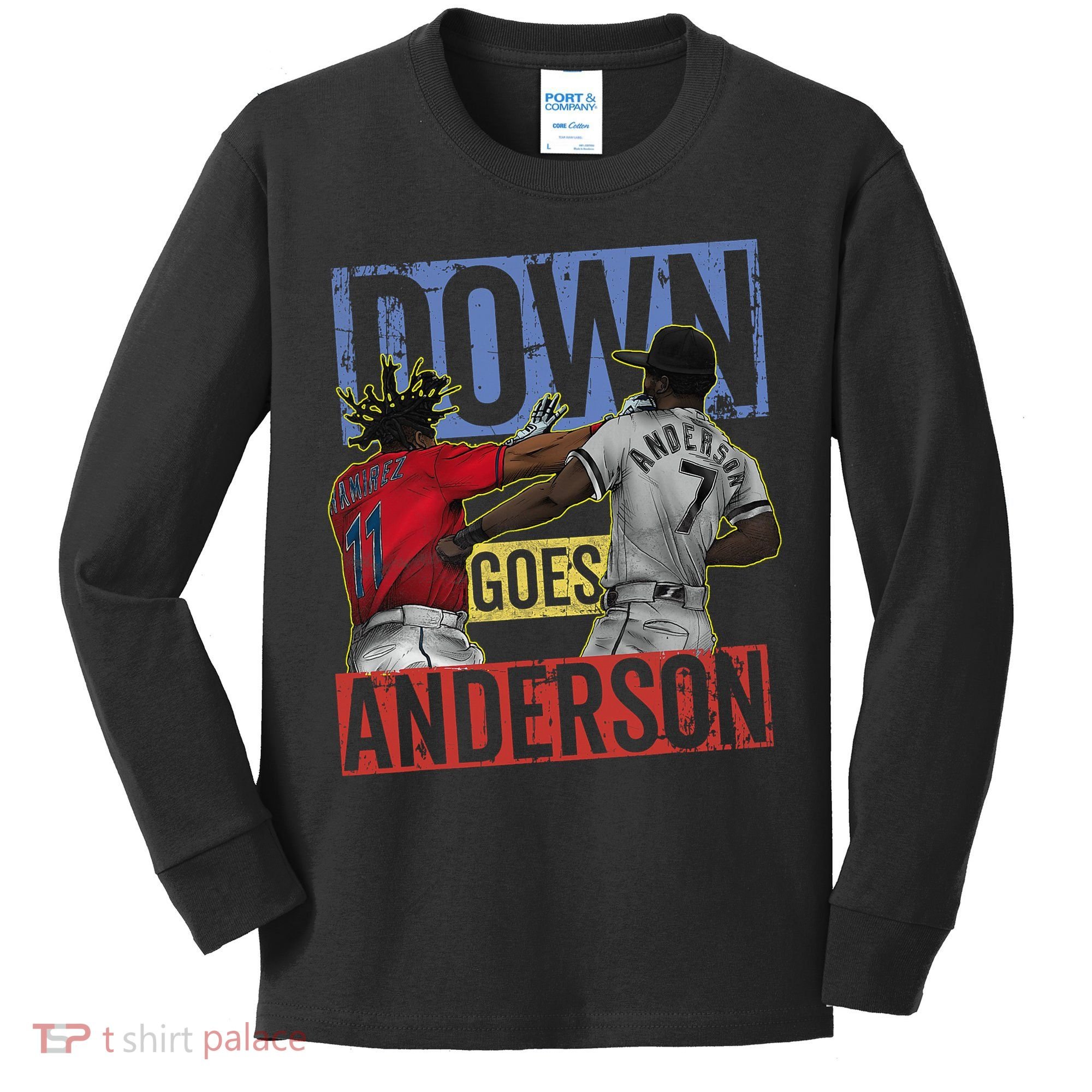 Meme Baseball Funny Down Goes Anderson Kids Long Sleeve Shirt