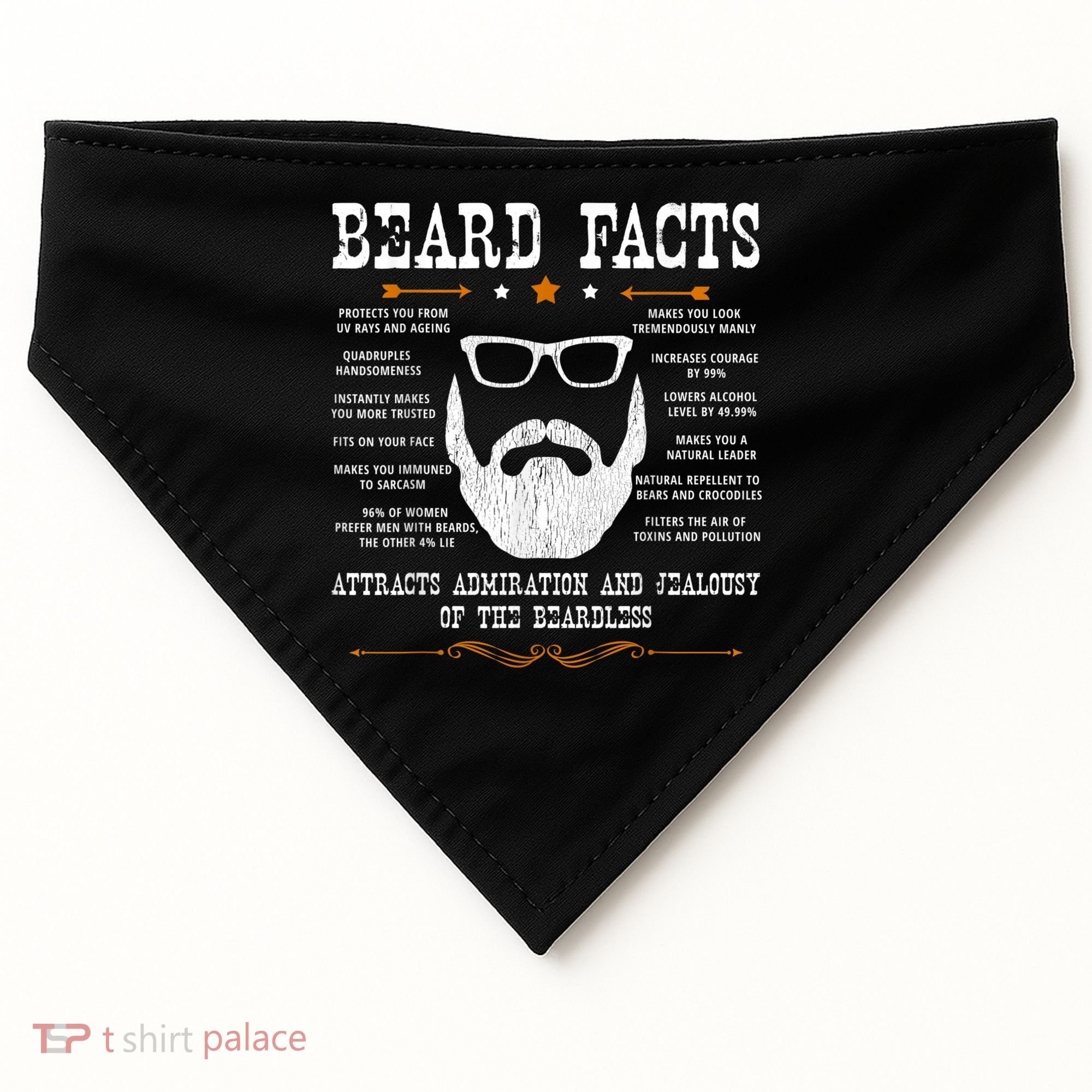 Mens Beard Facts Beard Lover USA-Made Doggie Bandana