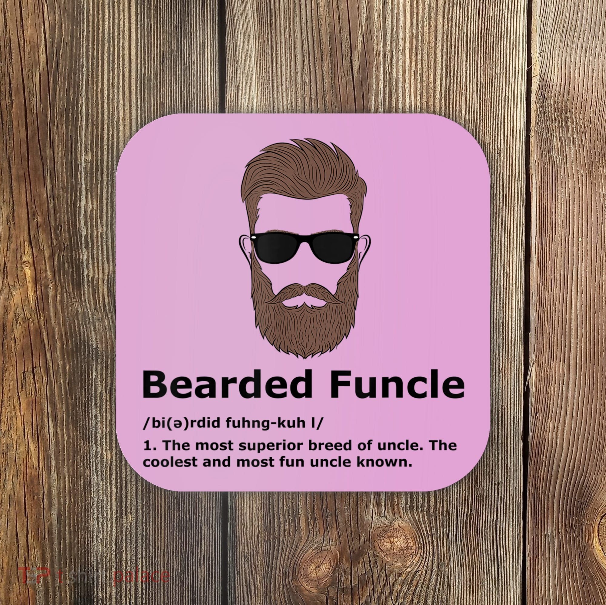 Mens Bearded Funcle Funny Uncle Definition Coaster