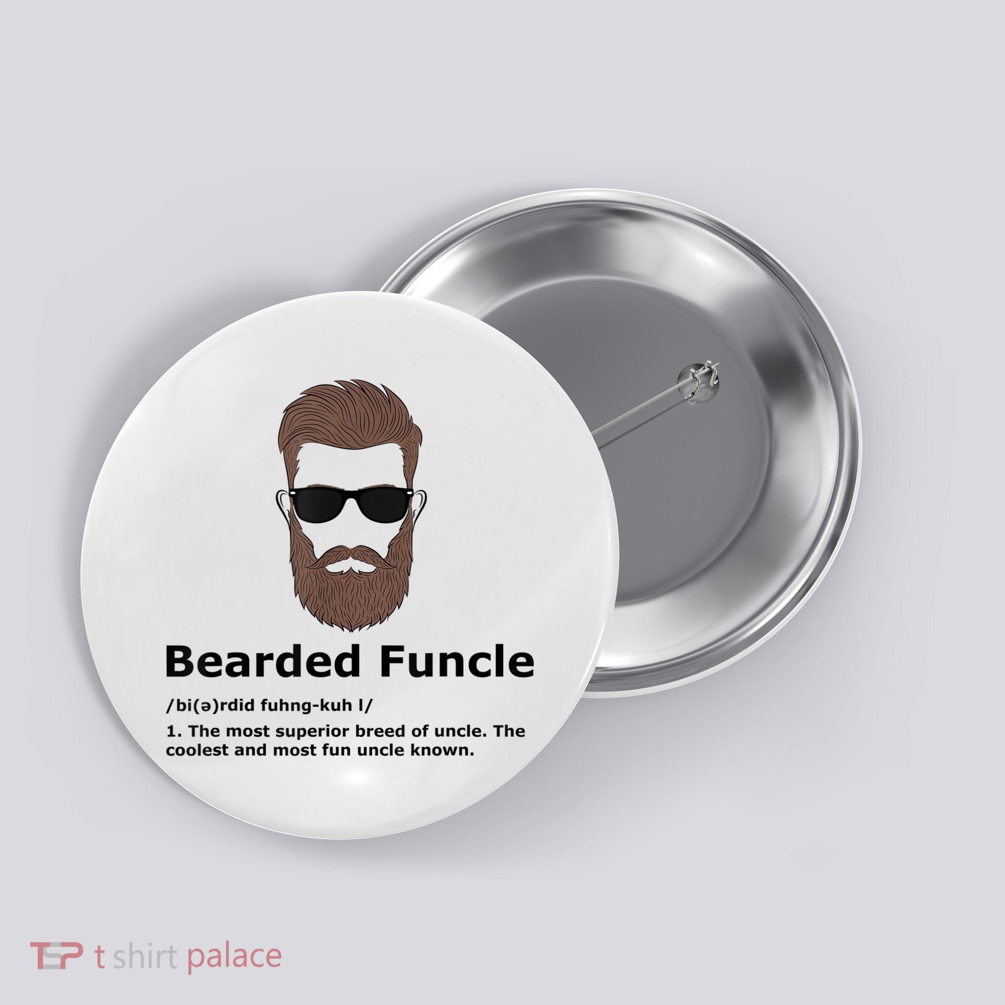 Mens Bearded Funcle Funny Uncle Definition Button