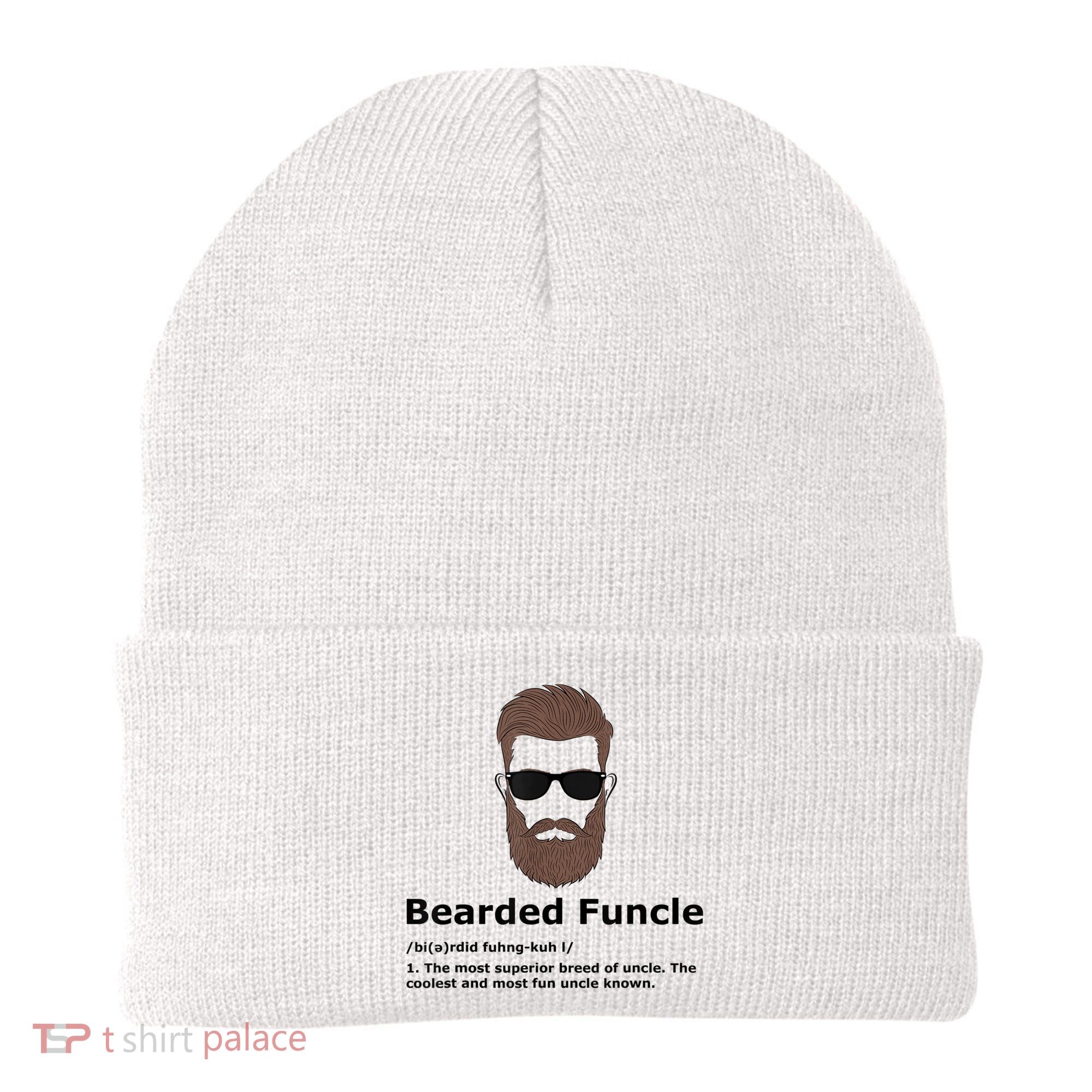 Mens Bearded Funcle Funny Uncle Definition Beanie