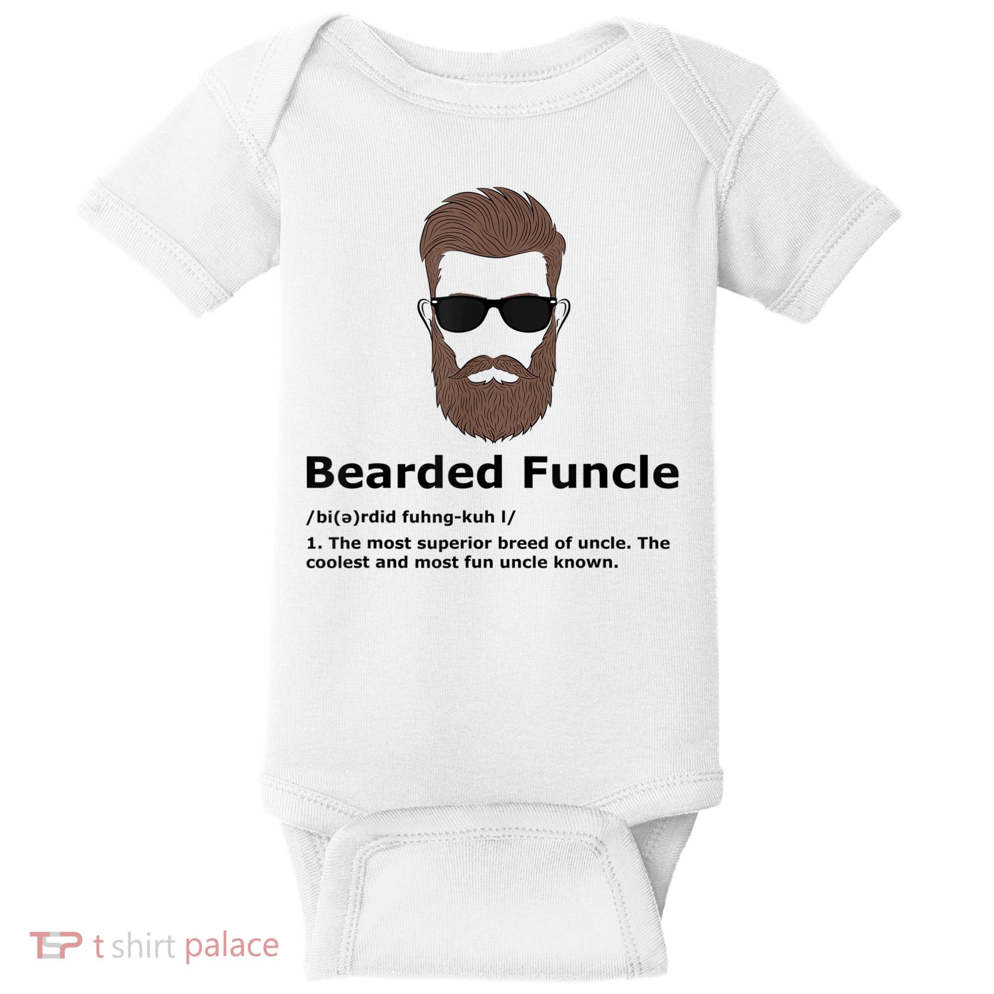 Mens Bearded Funcle Funny Uncle Definition Baby Bodysuit